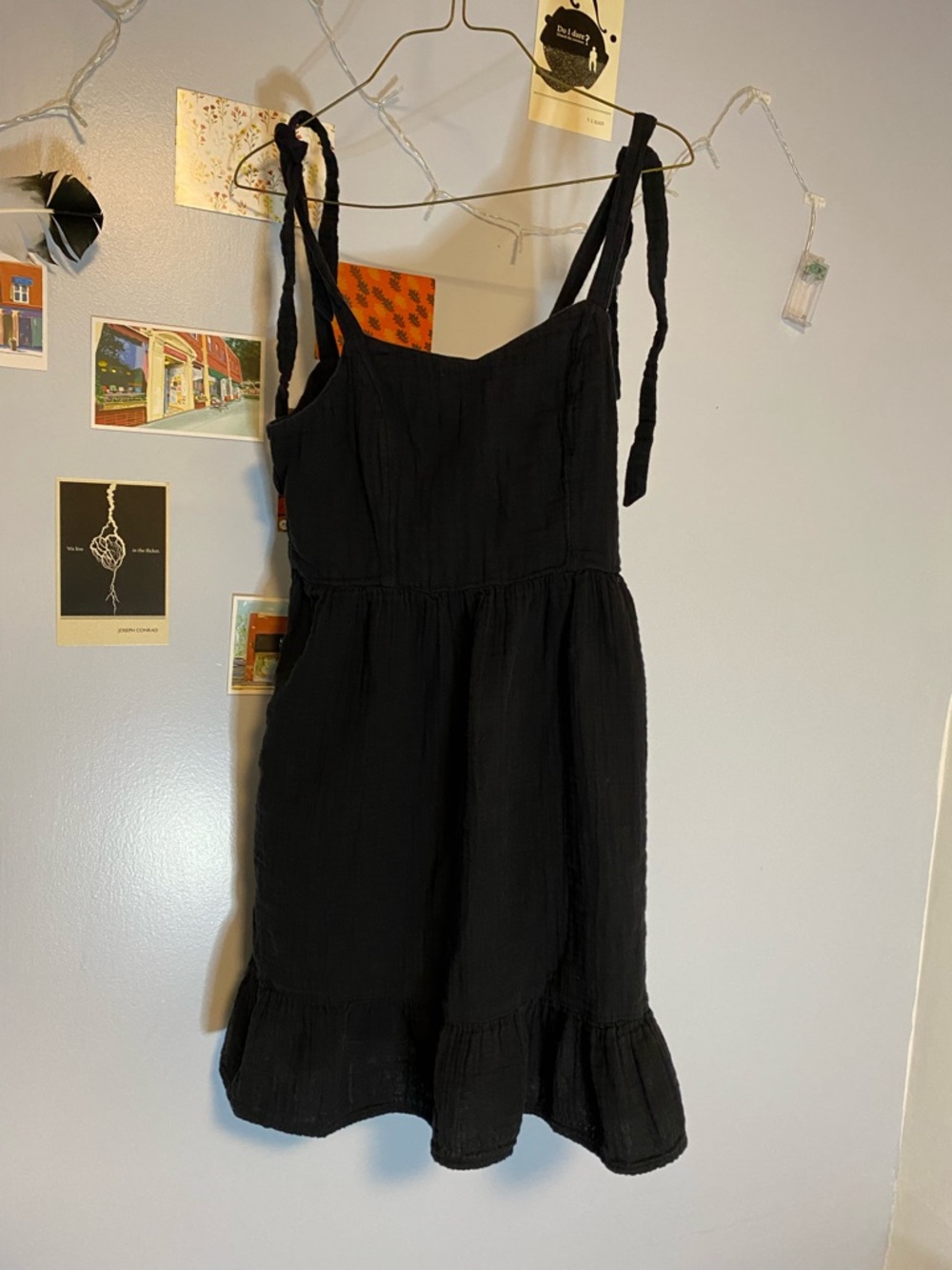 Old Navy Black Smocked Dress with Tie Straps